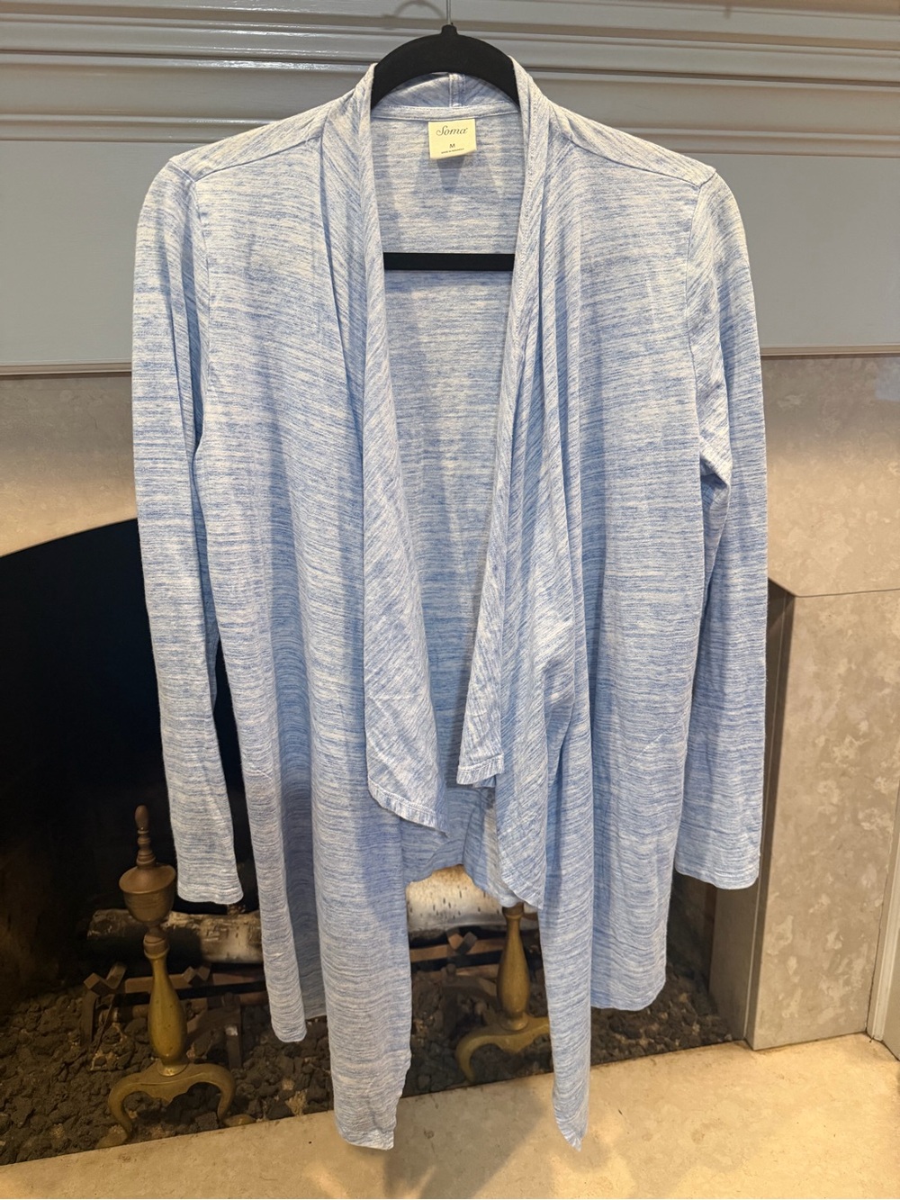 Soma Heathered Light Blue Draped Open-Front Lounge Cardigan size Medium